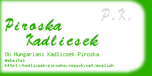 piroska kadlicsek business card